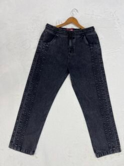 Denim Stripe Baggy Pant – Dark Gray