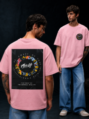 Premium Printed Oversized T-Shirt - Light Pink