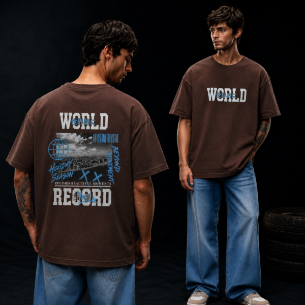 Premium Printed Oversized T-Shirt - Coffee