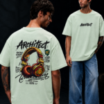 Premium Printed Oversized T-Shirt - Light Olive
