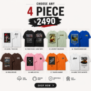 Choose Any 4 Premium Printed Drop Shoulder